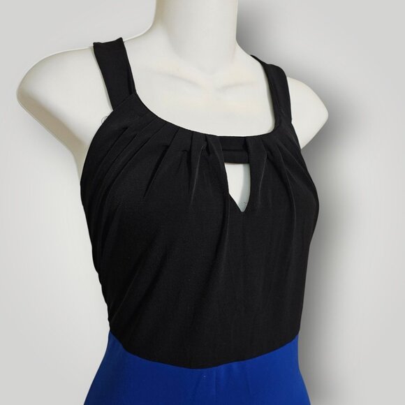 En Focus Studio Women’s 10 Black Sleeveless Cocktail Dress Royal Blue & Fuchsia - Picture 4 of 13
